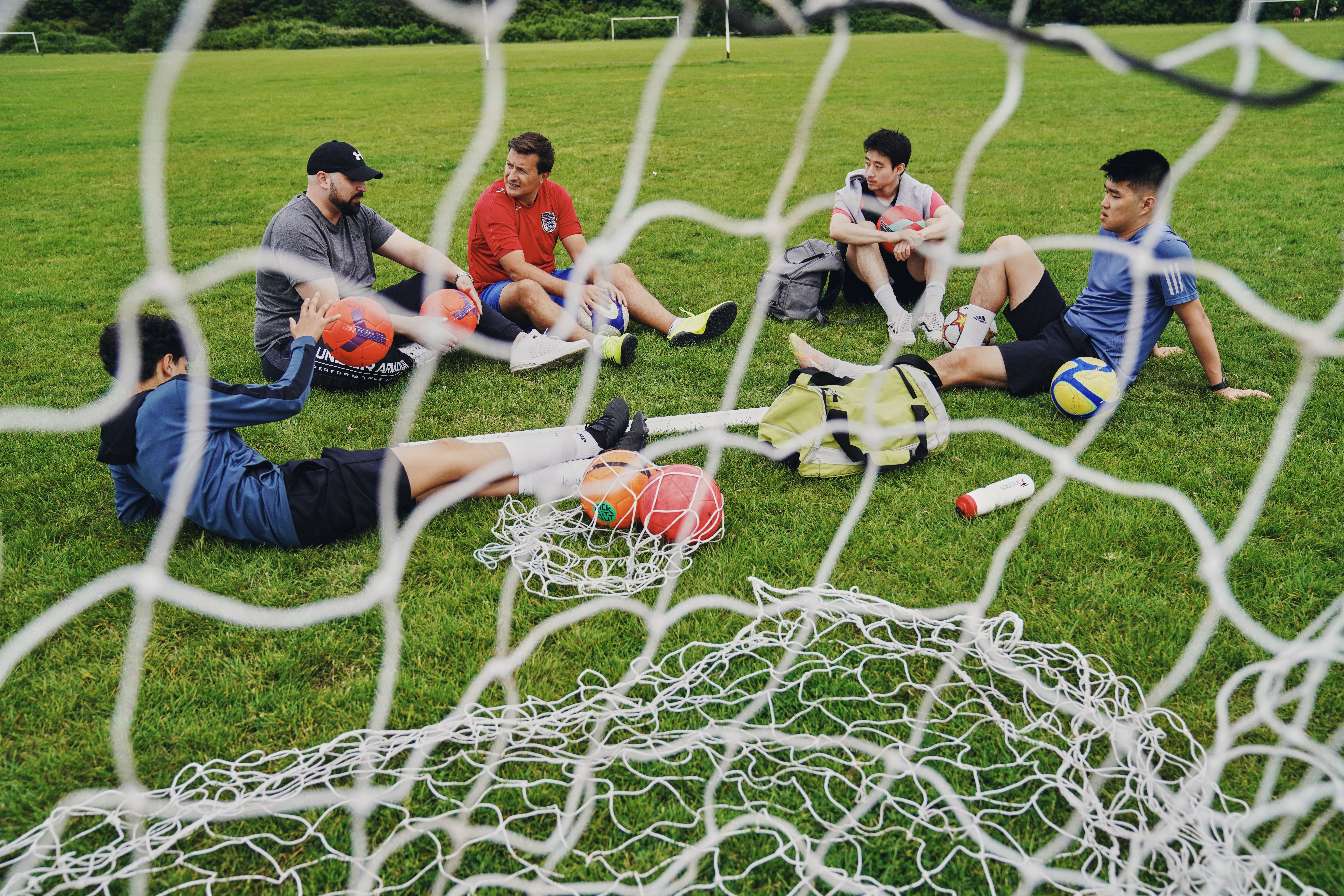 Group behind a goal